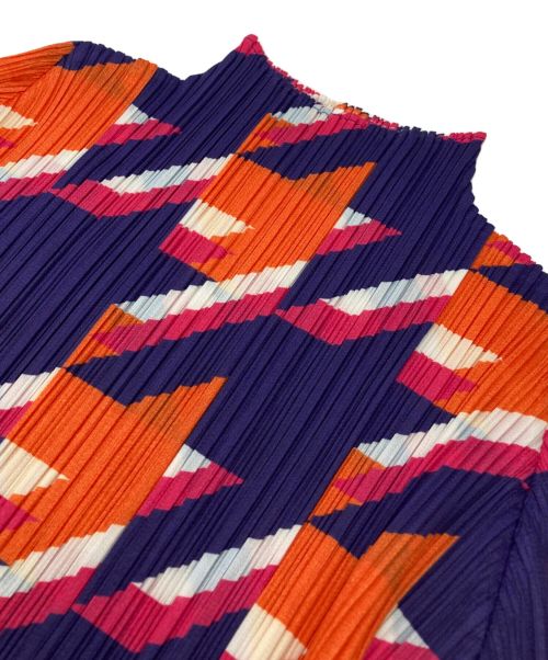 PLEATS PLEASE（プリーツプリーズ）PLEATS PLEASE (プリーツプリーズ) プリーツブラウス ネイビー×オレンジ サイズ:SIZE3の古着・服飾アイテム