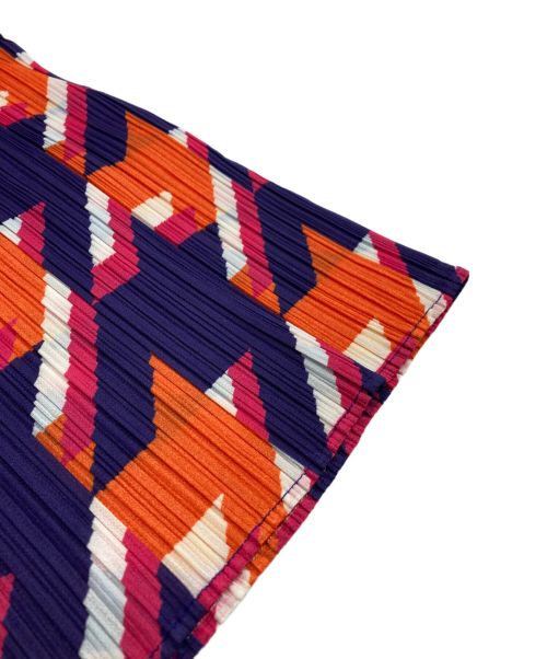 PLEATS PLEASE（プリーツプリーズ）PLEATS PLEASE (プリーツプリーズ) プリーツブラウス ネイビー×オレンジ サイズ:SIZE3の古着・服飾アイテム