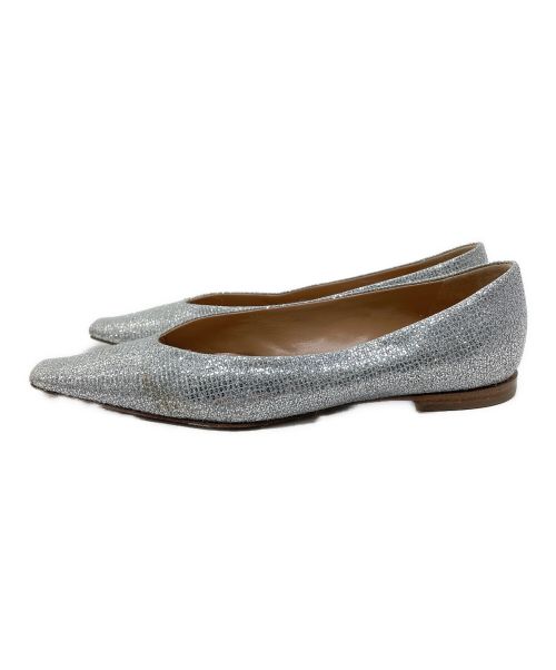 PELLICO（ペリーコ）PELLICO (ペリーコ) DAMA ダマ スクエアトゥ  ラメ  フラット　パンプス シルバー サイズ:36の古着・服飾アイテム
