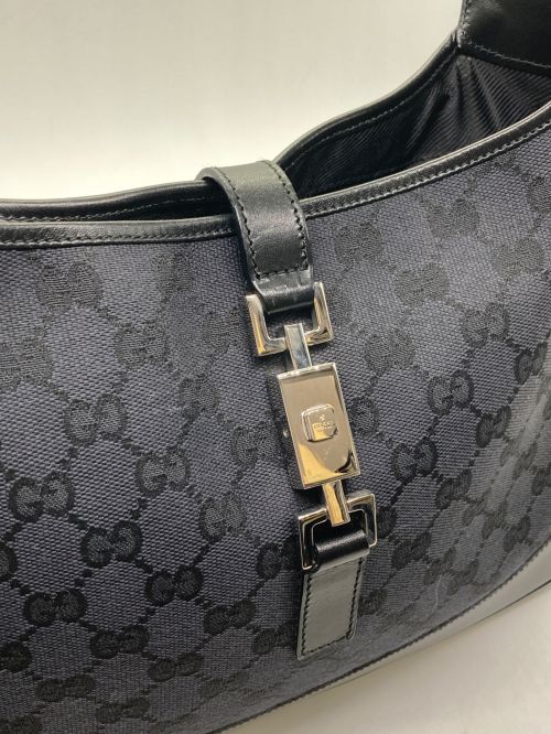 GUCCI（グッチ）GUCCI (グッチ) ジャッキーライン GGキャンバス ワンショルダーバッグ ブラックの古着・服飾アイテム