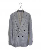 green label relaxingグリーンレーベルリラクシング）の古着「TWPU ストライプ ダブル 4B RG ジャケット」｜グレー