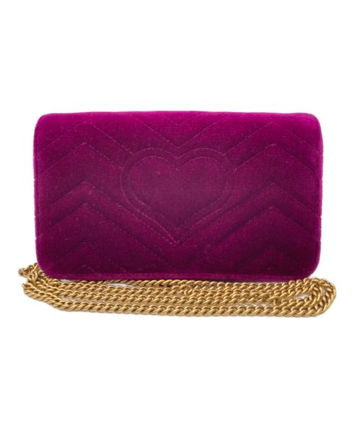 GUCCI（グッチ）GUCCI (グッチ) ベロアGGマーモント ベルベット チェーンショルダーバッグ ピンク サイズ:なしの古着・服飾アイテム