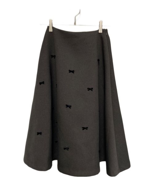 Heve（ヘイヴ）Heve (ヘイヴ) ベロアリボンスカート チャコールグレー サイズ:36 未使用品の古着・服飾アイテム