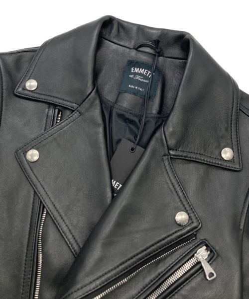 EMMETI（エンメティ）EMMETI (エンメティ) ナッパレザーダブルライダースジャケット ブラック サイズ:42の古着・服飾アイテム