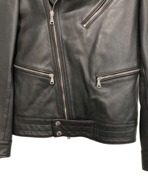 EMMETI（エンメティ）EMMETI (エンメティ) ナッパレザーダブルライダースジャケット ブラック サイズ:42の古着・服飾アイテム