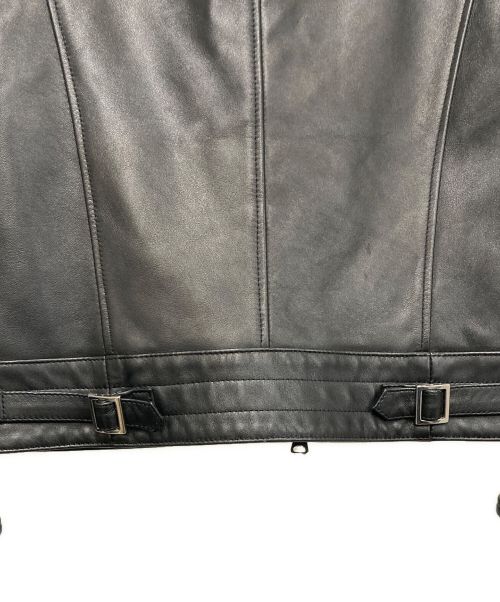 EMMETI（エンメティ）EMMETI (エンメティ) ナッパレザーダブルライダースジャケット ブラック サイズ:42の古着・服飾アイテム