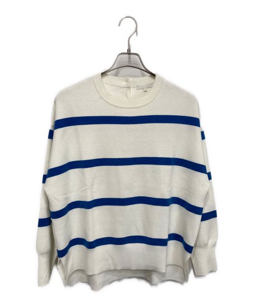 自由区（ジユウク）自由区 (ジユウク) ボーダーニット ホワイト×ブルー サイズ:38の古着・服飾アイテム