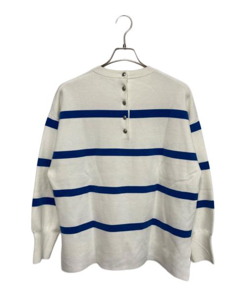 自由区（ジユウク）自由区 (ジユウク) ボーダーニット ホワイト×ブルー サイズ:38の古着・服飾アイテム