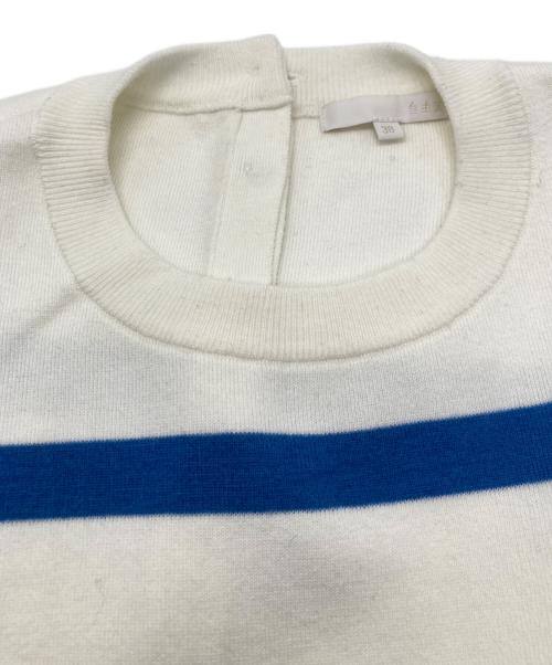 自由区（ジユウク）自由区 (ジユウク) ボーダーニット ホワイト×ブルー サイズ:38の古着・服飾アイテム