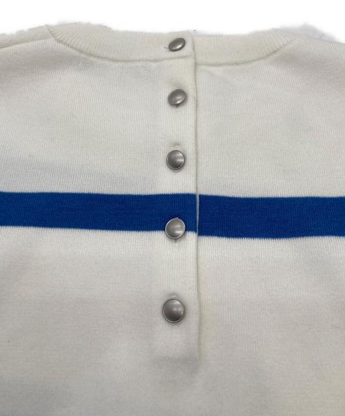 自由区（ジユウク）自由区 (ジユウク) ボーダーニット ホワイト×ブルー サイズ:38の古着・服飾アイテム