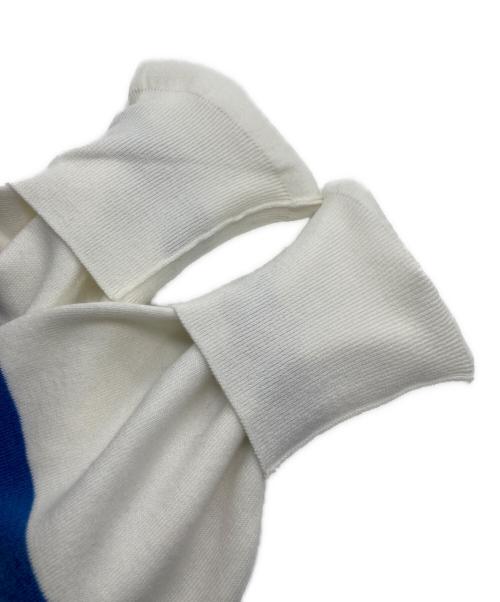 自由区（ジユウク）自由区 (ジユウク) ボーダーニット ホワイト×ブルー サイズ:38の古着・服飾アイテム