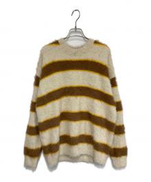 Adam et Rope（アダム エ ロペ）の古着「モヘアライク ボーダーニット」｜アイボリー×ブラウン