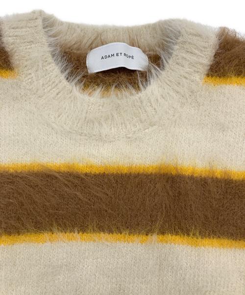 Adam et Rope（アダム エ ロペ）Adam et Rope (アダム エ ロペ) モヘアライク ボーダーニット アイボリー×ブラウン サイズ:Lの古着・服飾アイテム