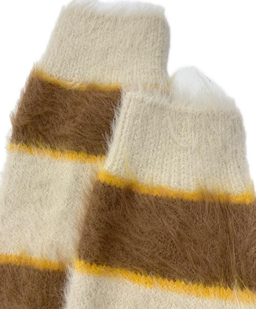 Adam et Rope（アダム エ ロペ）Adam et Rope (アダム エ ロペ) モヘアライク ボーダーニット アイボリー×ブラウン サイズ:Lの古着・服飾アイテム