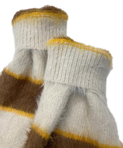 Adam et Rope（アダム エ ロペ）Adam et Rope (アダム エ ロペ) モヘアライク ボーダーニット アイボリー×ブラウン サイズ:Lの古着・服飾アイテム