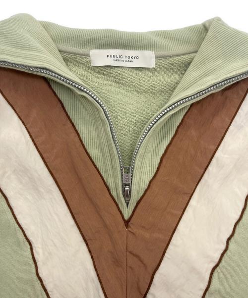 PUBLIC TOKYO（パブリックトウキョウ）PUBLIC TOKYO (パブリックトウキョウ) ハーフジップナイロン切替スウェット グリーン サイズ:FREEの古着・服飾アイテム