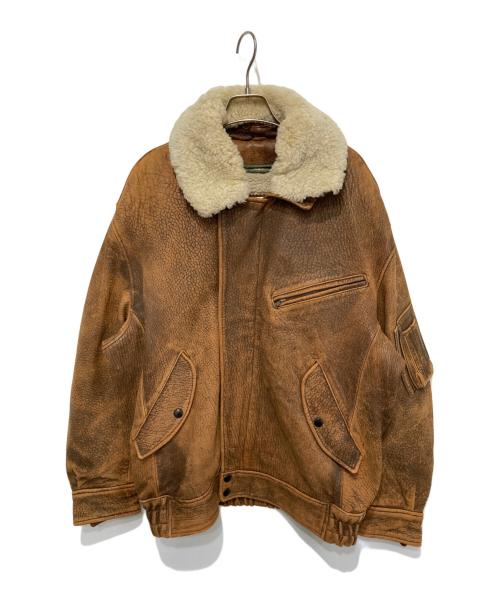 MEN'S ROBO（メンズ ロボ）MEN'S ROBO (メンズ ロボ) ボアライナー付レザーブルゾン ブラウン サイズ:Lの古着・服飾アイテム