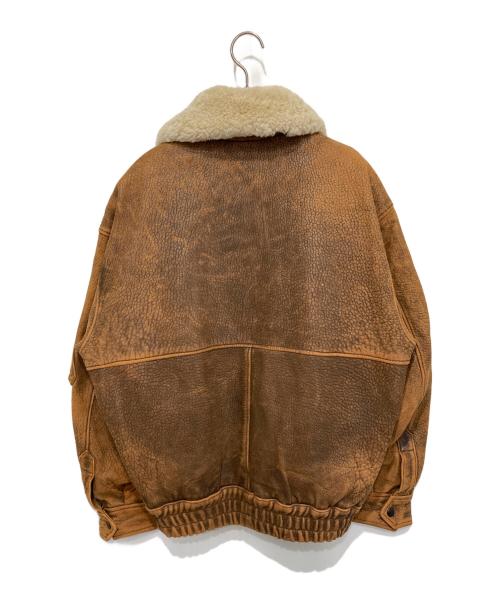 MEN'S ROBO（メンズ ロボ）MEN'S ROBO (メンズ ロボ) ボアライナー付レザーブルゾン ブラウン サイズ:Lの古着・服飾アイテム