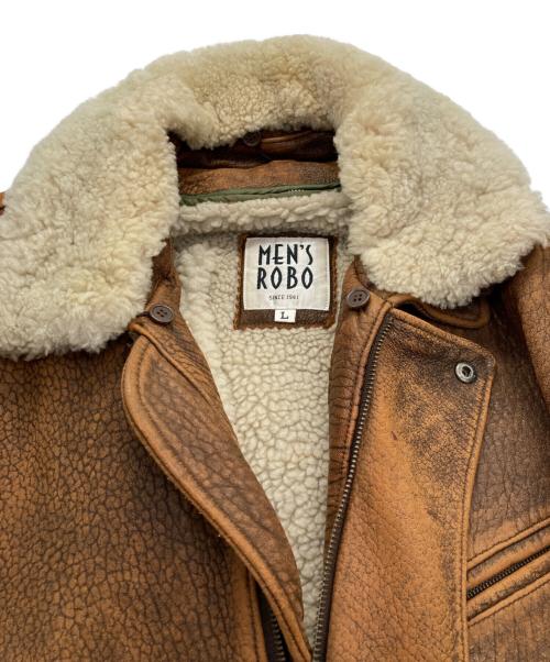 MEN'S ROBO（メンズ ロボ）MEN'S ROBO (メンズ ロボ) ボアライナー付レザーブルゾン ブラウン サイズ:Lの古着・服飾アイテム