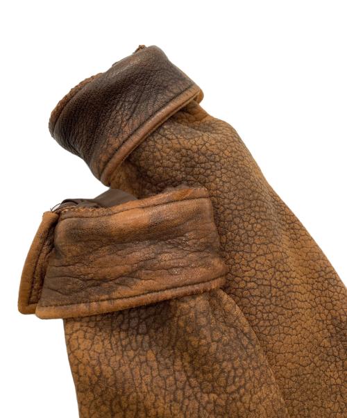 MEN'S ROBO（メンズ ロボ）MEN'S ROBO (メンズ ロボ) ボアライナー付レザーブルゾン ブラウン サイズ:Lの古着・服飾アイテム