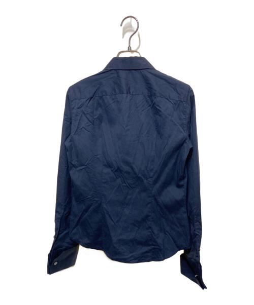 MaxMara（マックスマーラ）MaxMara (マックスマーラ) フロントフリルブラウス ネイビー サイズ:36の古着・服飾アイテム