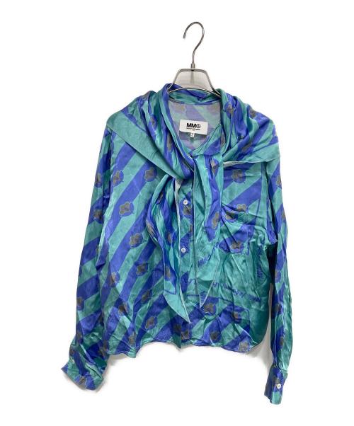 MM6 Maison Margiela（エムエムシックスメゾンマルジェラ）MM6 Maison Margiela (エムエムシックス メゾンマルジェラ) 花柄レーヨンブラウス ブルー サイズ:38の古着・服飾アイテム