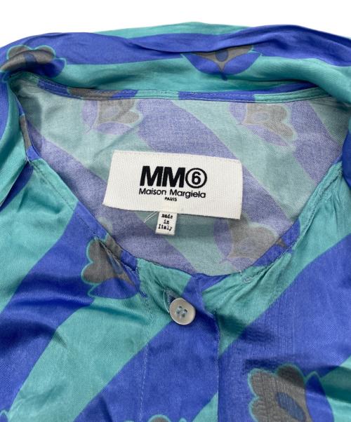 MM6 Maison Margiela（エムエムシックスメゾンマルジェラ）MM6 Maison Margiela (エムエムシックス メゾンマルジェラ) 花柄レーヨンブラウス ブルー サイズ:38の古着・服飾アイテム