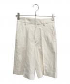 FRAMeWORKフレームワーク）の古着「麻混クロスハーフパンツ2」｜ホワイト