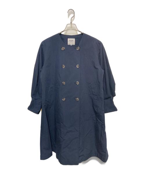 BEAMS HEART（ビームスハート）BEAMS HEART (ビームスハート) バックタック ノーカラー ロングコート ネイビー サイズ:Ｓの古着・服飾アイテム