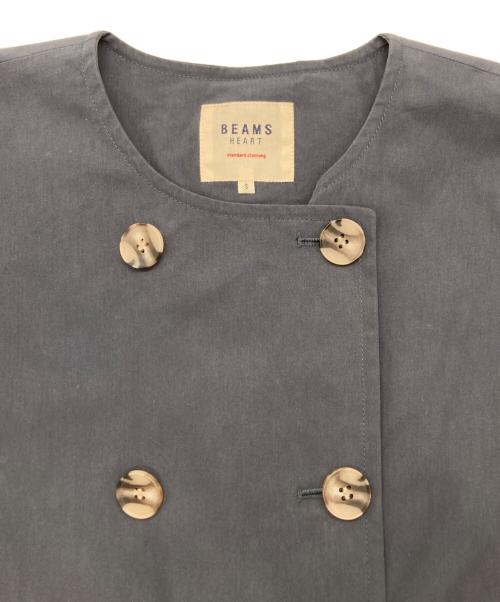 BEAMS HEART（ビームスハート）BEAMS HEART (ビームスハート) バックタック ノーカラー ロングコート ネイビー サイズ:Ｓの古着・服飾アイテム