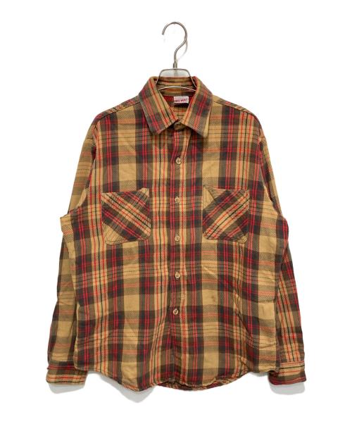 big mac（ビッグマック）BIG MAC (ビッグマック) 70’sネルシャツ レッド×ベージュ サイズ:Ｍの古着・服飾アイテム