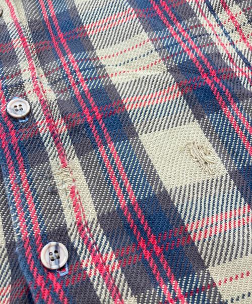 big mac（ビッグマック）BIG MAC (ビッグマック) 70’sネルシャツ レッド×ベージュ サイズ:Ｍの古着・服飾アイテム