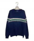 FRED PERRYフレッドペリー）の古着「アーガイルライン クルーネックニット」｜ネイビー
