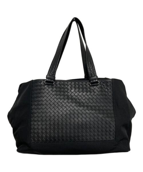 BOTTEGA VENETA（ボッテガベネタ）BOTTEGA VENETA (ボッテガベネタ) ハイテクキャンバス イントレチャート トートバッグ ブラックの古着・服飾アイテム