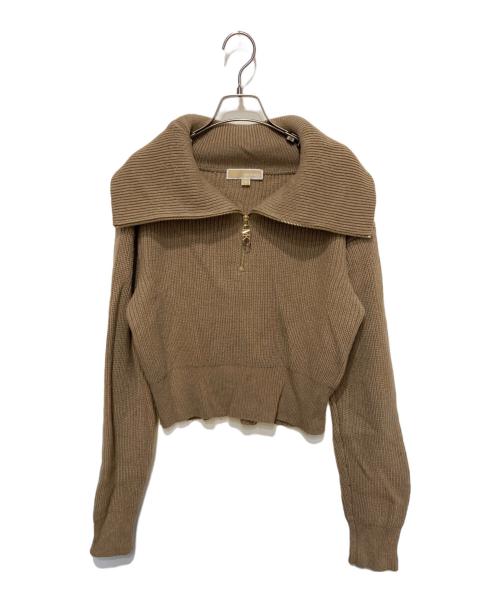 MICHAEL KORS（マイケル・コース）MICHAEL KORS (マイケル・コース) ウールブレンド ハーフジップ クロップド セーター ベージュ サイズ:Ｍの古着・服飾アイテム