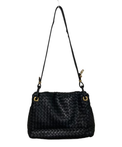 BOTTEGA VENETA（ボッテガベネタ）BOTTEGA VENETA (ボッテガベネタ) イントレチャートワンショルダーバッグ ブラックの古着・服飾アイテム
