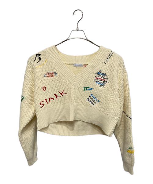 MAISON SPECIAL（メゾンスペシャル）MAISON SPECIAL (メゾンスペシャル) V-neck Embroidery Knitwear / ニット アイボリー サイズ:FREEの古着・服飾アイテム
