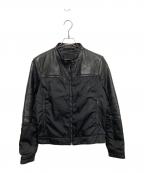 PRADAプラダ）の古着「レザー×ナイロンコンビライダースジャケット」｜ブラック