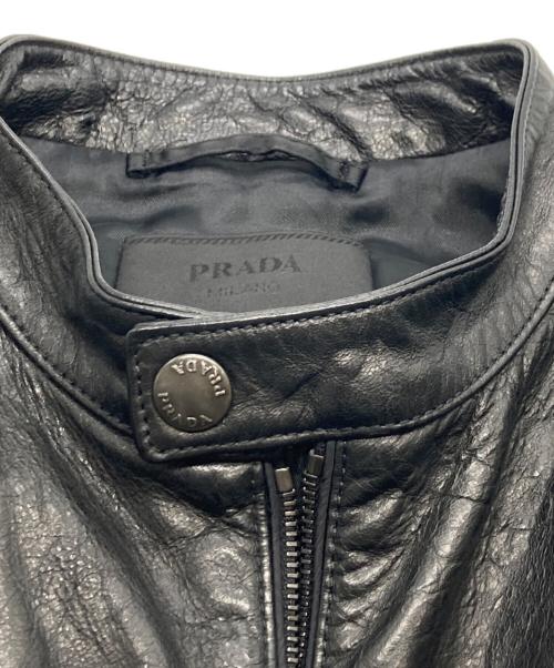 PRADA（プラダ）PRADA (プラダ) レザー×ナイロンコンビライダースジャケット ブラック サイズ:46の古着・服飾アイテム