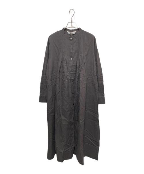Midi-Umi（ミディウミ）Midi-Umi (ミディウミ) バンドカラータックシャツワンピース グレー サイズ:-の古着・服飾アイテム