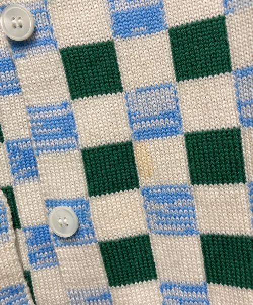 MIU MIU（ミュウミュウ）MIU MIU (ミュウミュウ) ブロックチェックカーディガン グリーン×ホワイト サイズ:40の古着・服飾アイテム