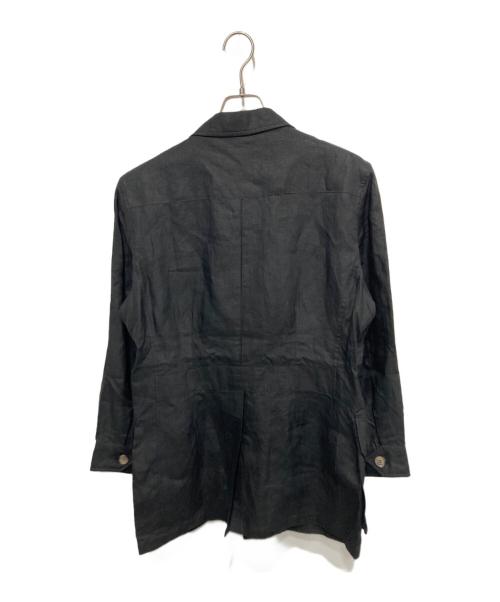 CORDINGS（コーディングス）CORDINGS (コーディングス) リネンサファリジャケット ブラック サイズ:Ｓの古着・服飾アイテム