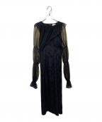 AMAILアマイル）の古着「flower bon tulle dress / ドレス / シアートップス+ワンピースセット」｜ブラック