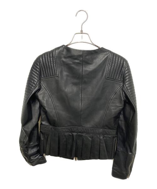 HUGO BOSS（ヒューゴ ボス）HUGO BOSS (ヒューゴ ボス) ノーカラー バイカーレザージャケット ブラック サイズ:Ｓの古着・服飾アイテム