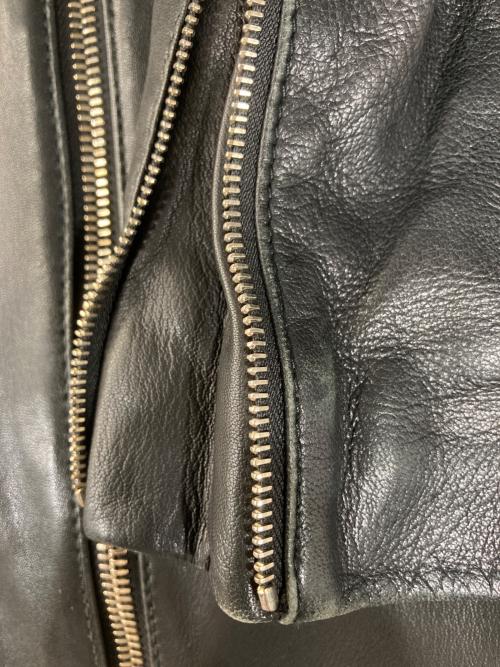 HUGO BOSS（ヒューゴ ボス）HUGO BOSS (ヒューゴ ボス) ノーカラー バイカーレザージャケット ブラック サイズ:Ｓの古着・服飾アイテム