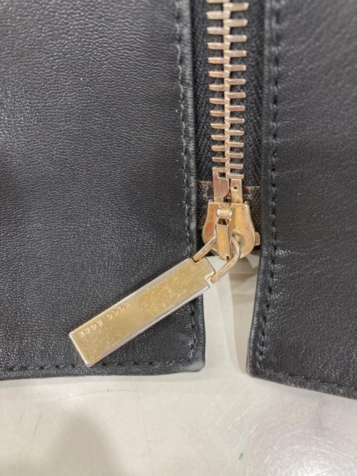 HUGO BOSS（ヒューゴ ボス）HUGO BOSS (ヒューゴ ボス) ノーカラー バイカーレザージャケット ブラック サイズ:Ｓの古着・服飾アイテム