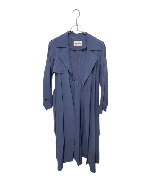 EMMEL REFINES（エメル リファインズ）EMMEL REFINES (エメル リファインズ) EM ベルテッド フレア ロング テロンチコート ブルー サイズ:Ｍの古着・服飾アイテム