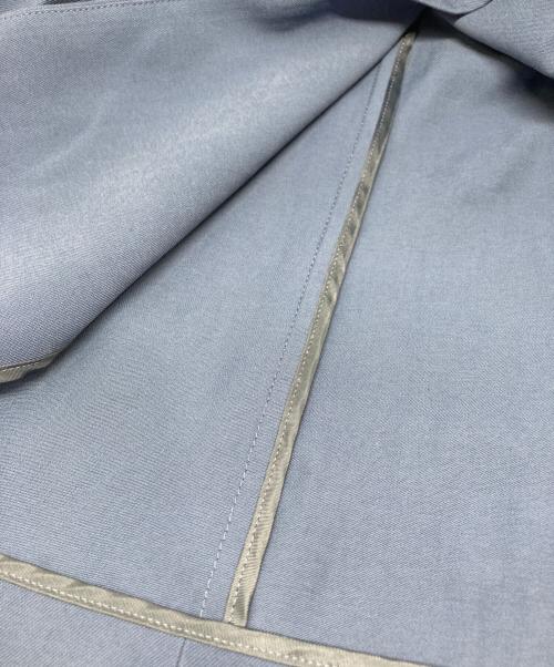 EMMEL REFINES（エメル リファインズ）EMMEL REFINES (エメル リファインズ) EM ベルテッド フレア ロング テロンチコート ブルー サイズ:Ｍの古着・服飾アイテム