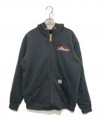 CarHarttカーハート）の古着「裏キルティング 刺繍ジップパーカー」｜ブラック