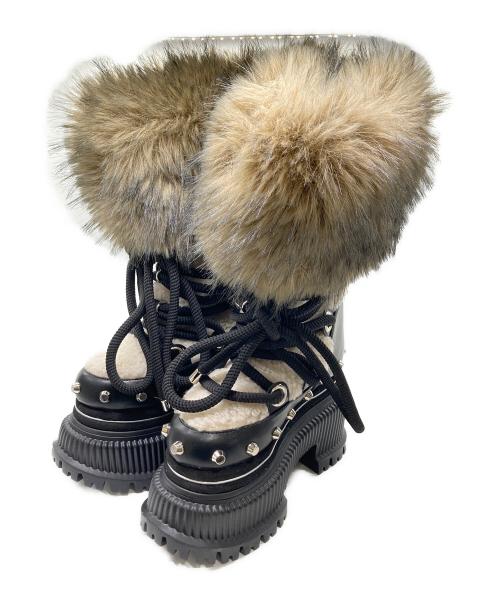 YELLO（イエロ）YELLO (イエロー) TWO-TONE SHORT BOOTS ブラック サイズ:Ｍの古着・服飾アイテム